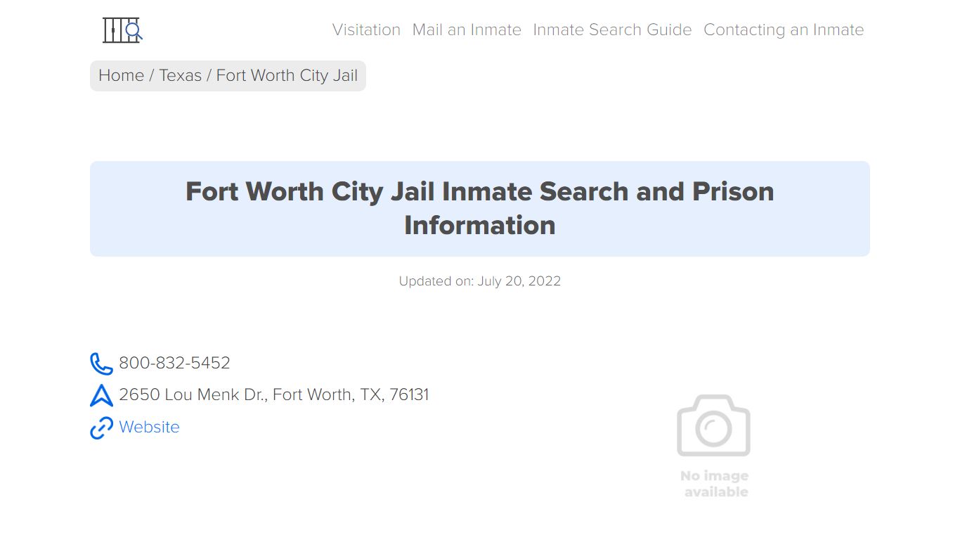 Fort Worth City Jail Inmate Search, Visitation, Phone no ...